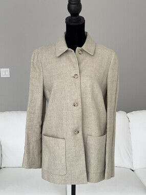 Italian Vintage Womens Blazer "Kors" Michael Kors Linen Beige Size 4